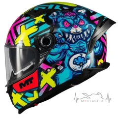 Мотошлем MT Braker SV Crazy Teddy B7 синий/желтый (L)