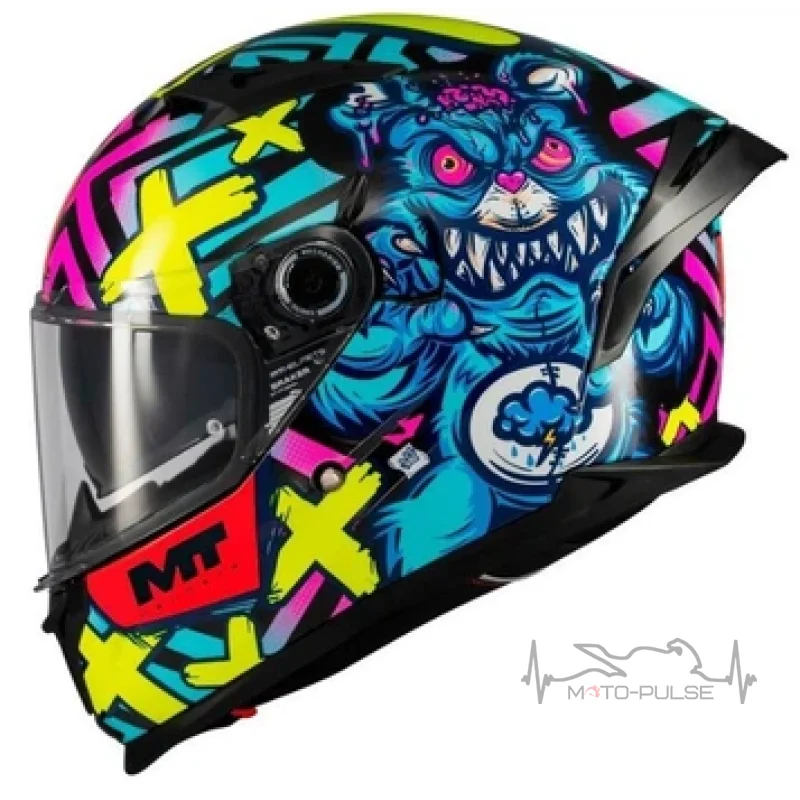 Мотошлем MT Braker SV Crazy Teddy B7 синий/желтый (L)