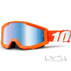 Очки кроссовые 100% STRATA Goggle Orange - Mirror Blue Lens