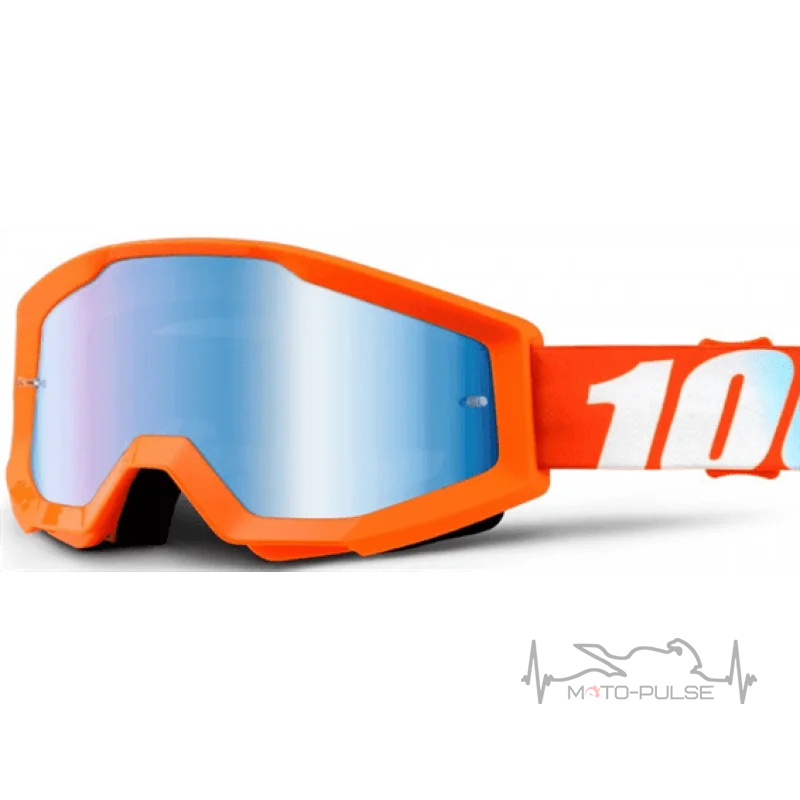 Очки кроссовые 100% STRATA Goggle Orange - Mirror Blue Lens