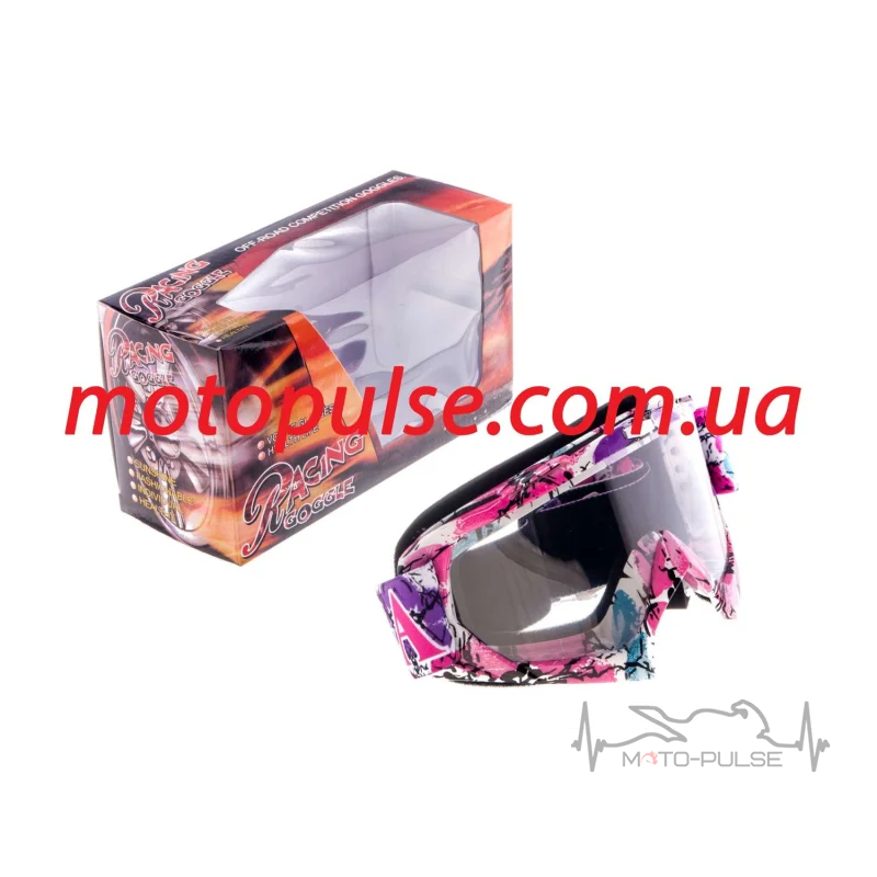Очки кроссовые 100% Replica оранжево-сине-белые (зеркальное стекло)