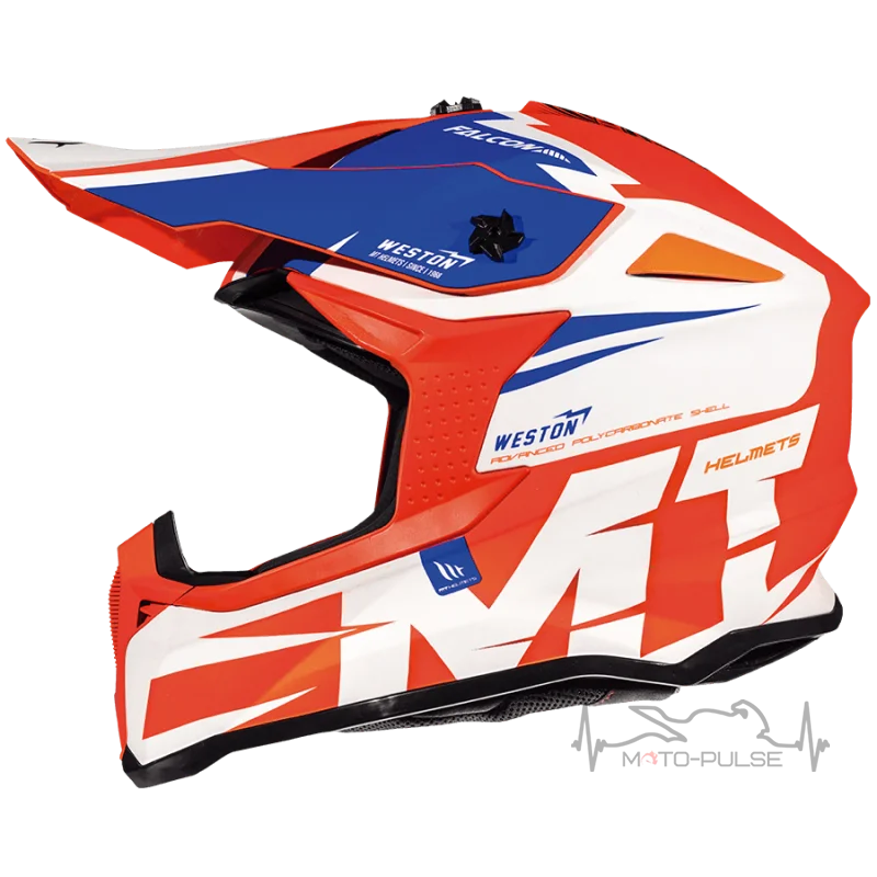 Мотошлем MT Falcon Weston Orange/White/Blue (XXL)