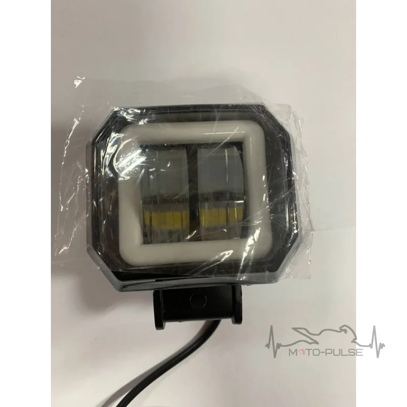 ДХО влагозащ LED квадратная  2 диода + синий габарит, 3 режима, крепление