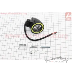 ДХО влагозащ LED круглая  2 диода +желтый габарит, 3 режима, крепление