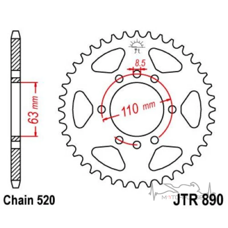 Звезда задняя JTR890.42ZBK KTM 390 200 