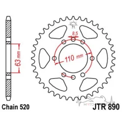 Звезда задняя JTR890.42ZBK KTM 390 200 
