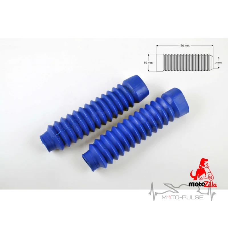 Гофры передней вилки (пара)  L-170mm  (Синие) MZK