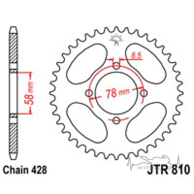 Звезда задняя 428*48  диаметр 58mm меж 78 mm JT JTR810.48