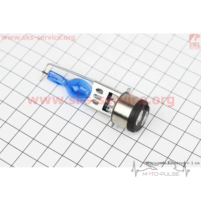 Лампа BA20D 12V 35/35 "super" синяя "свеча" тип 2