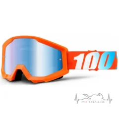 Очки кроссовые 100% STRATA Goggle Orange - Mirror Blue Lens