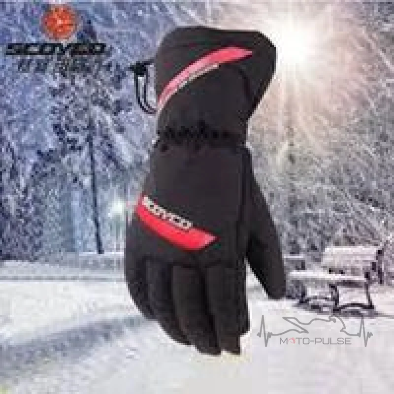 Мотоперчатки текстиль SCOYCO зима красные L
