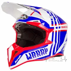 Мотошлем AIROH WRAAP BROKEN blue/red gloss (M)