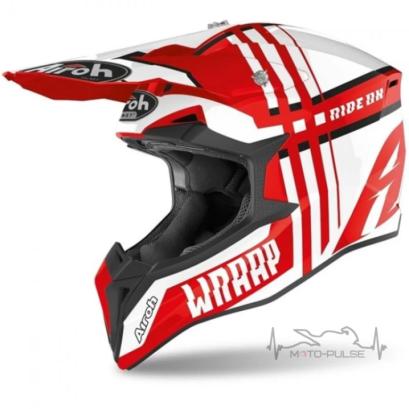 Мотошлем  AIROH WRAAP BROKEN red gloss (L)