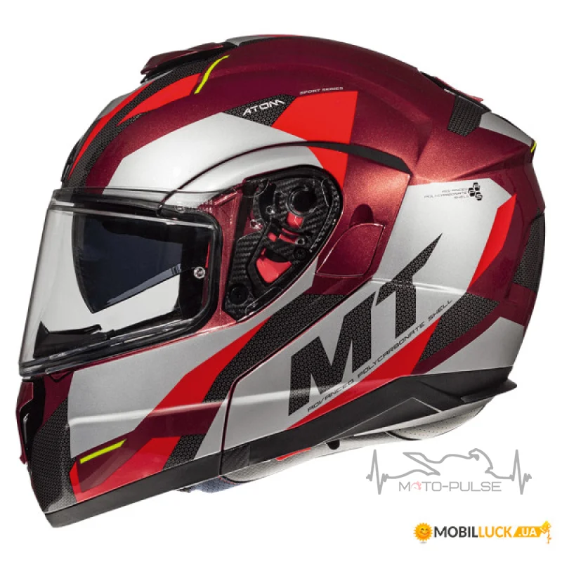 Мотошлем Flip-up MT Atom Transcend Red/Black (Размер: XS)