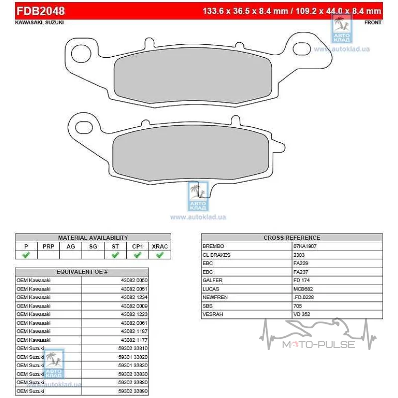 Колодки тормозные FERODO FDB2048P