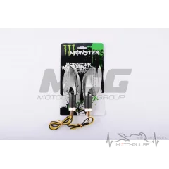 Повороты светодиодные (пара) стреловидные (черные, прозрачные, 11 диодов) MONSTER ENERGY