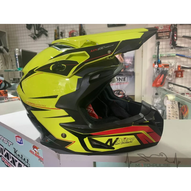 Мотошлем Nitro MX690 L SAFETY YELLOW/BLACK/RED L