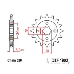 Звезда передняя 520*15 KTM Duke 200 Bajaj NS 200 Pulsar 180 (JTF1903.15)