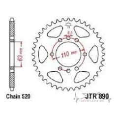 Звезда задняя KTM 125-390 JTR890.45ZBK