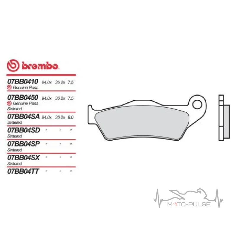 Колодки тормозные задние Brembo 07BB04SA
