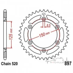 Звезда задняя 520*40 JTR897.40SC