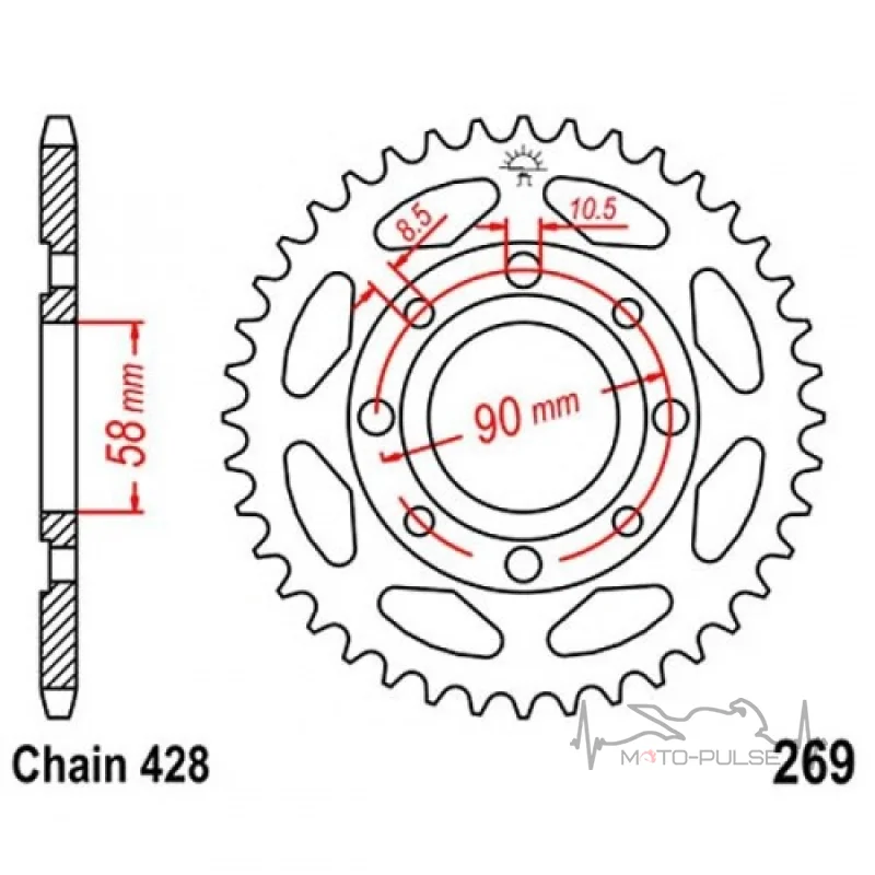 Звезда задняя 428*42 Bajaj Boxer JTR269.42