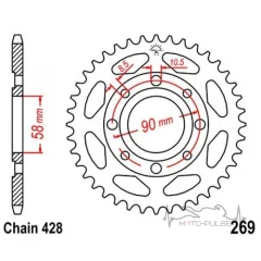 Звезда задняя 428*42 Bajaj Boxer JTR269.42