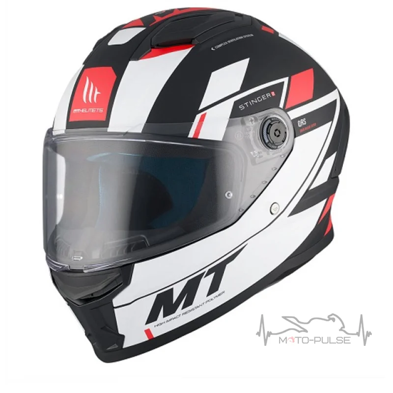 Мотошлем MT Stinger 2 Zivze B5 Black/White/Red (M)