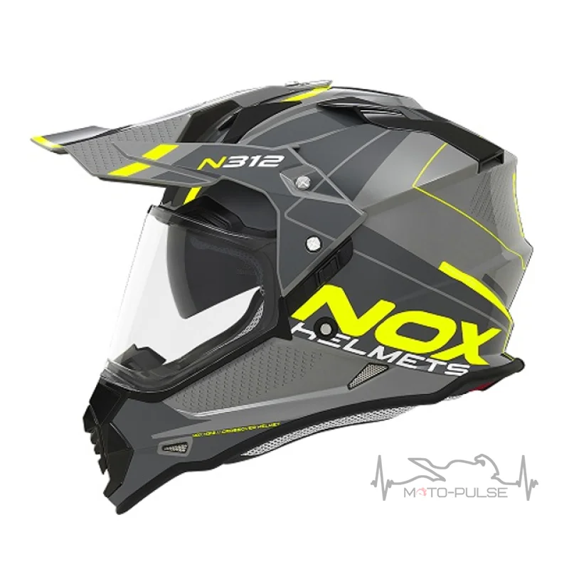 Мотошлем NOX N312 Drone Black/Fluo Yellow L