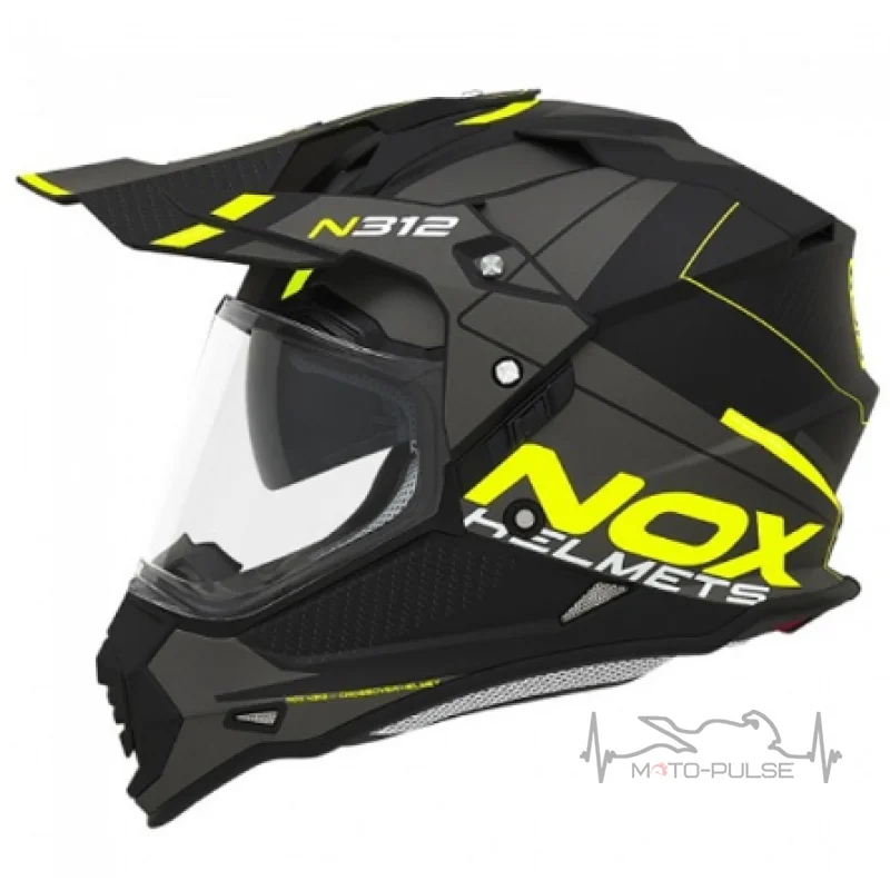 Мотошлем NOX N312 Drone Black/Fluo Yellow XXL