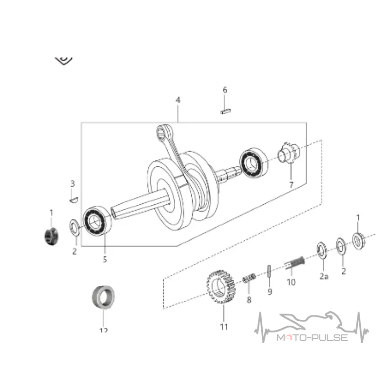 Коленвал Bajaj Boxer 125 4 - передачи JV531004