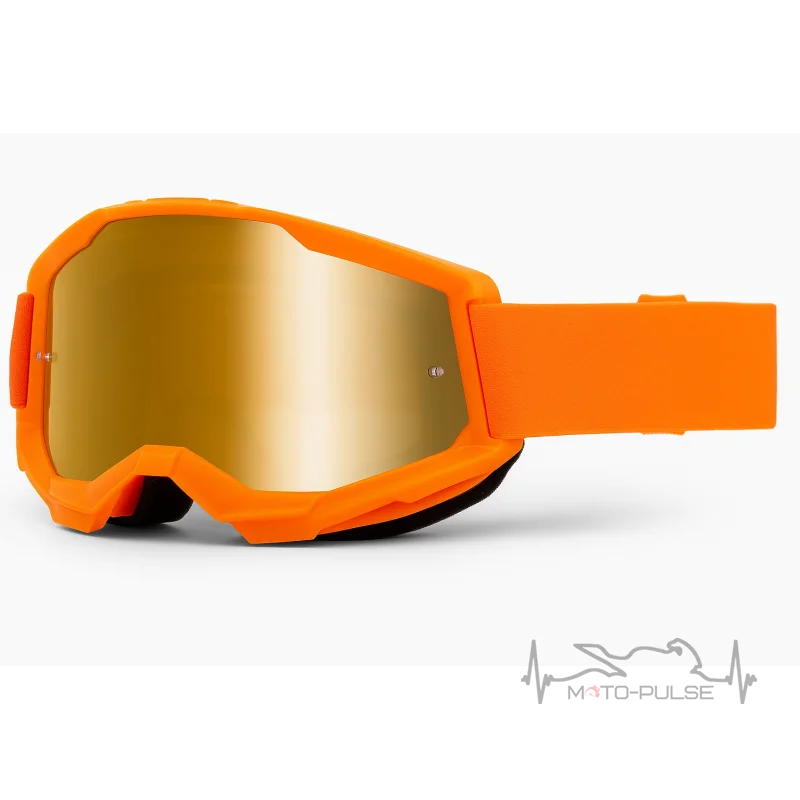 Очки 100% STRATA 2 Goggle Neon Orange - Mirror True Gold Lens