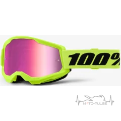Очки 100% STRATA 2 Goggle Neon Yellow - Mirror Pink Lens