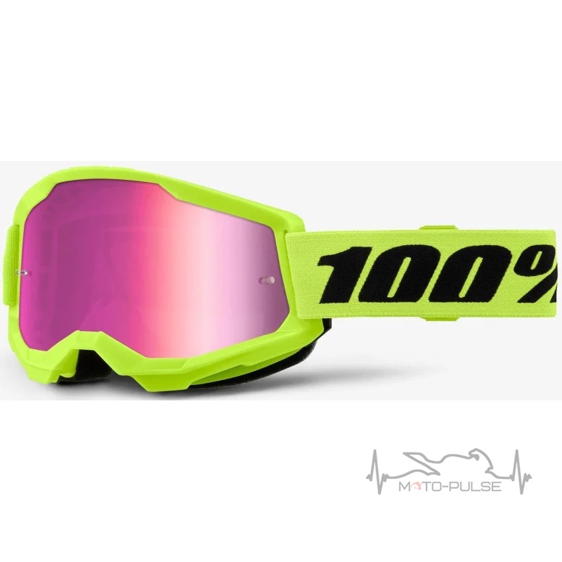 Очки 100% STRATA 2 Goggle Neon Yellow - Mirror Pink Lens