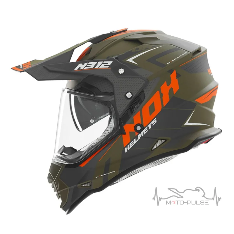 Мотошлем NOX N312 Vapor матовый хаки/оранжевый (M)