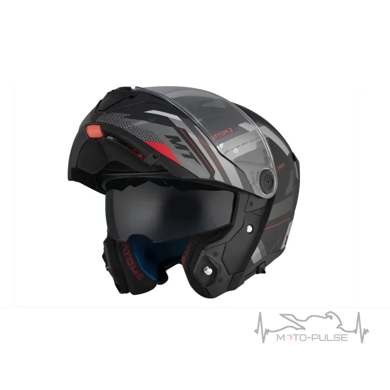Мотошлем MT Atom 2 SV BAST D5 матовый черный/серый/белый (M)