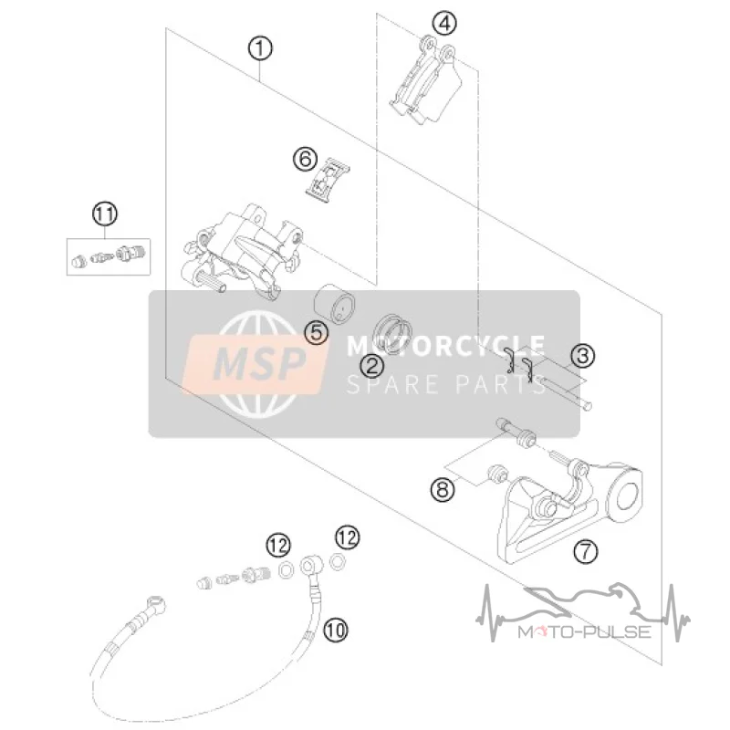 Шланг тормозной задний в сборе с наконечниками (655 mm) KTM EXC 54813070200