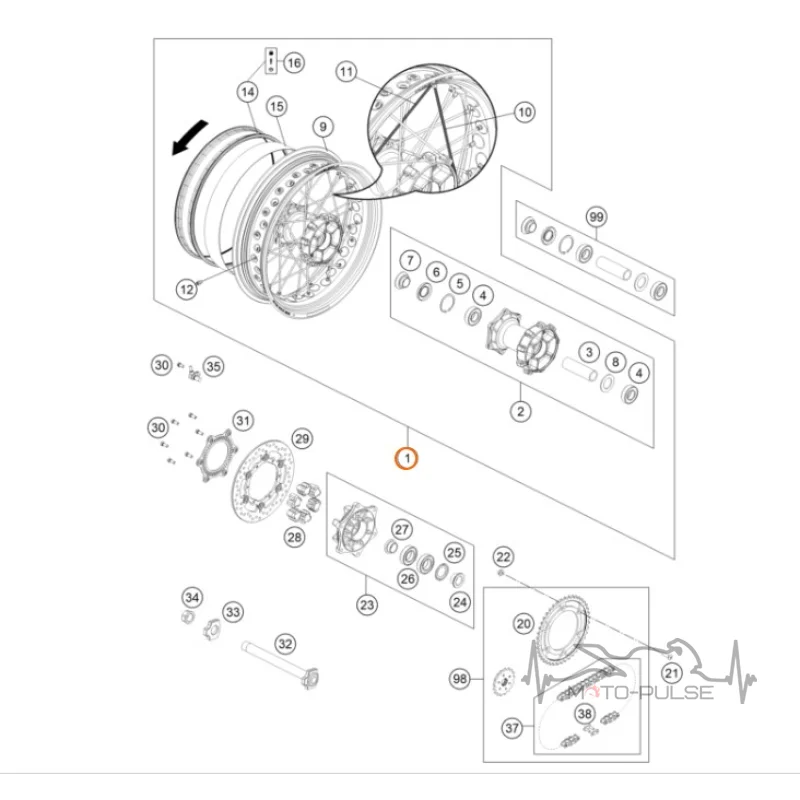 Диск задний (5,0x17) KTM 690 SMC R (2020-2026) 75010101144C1A