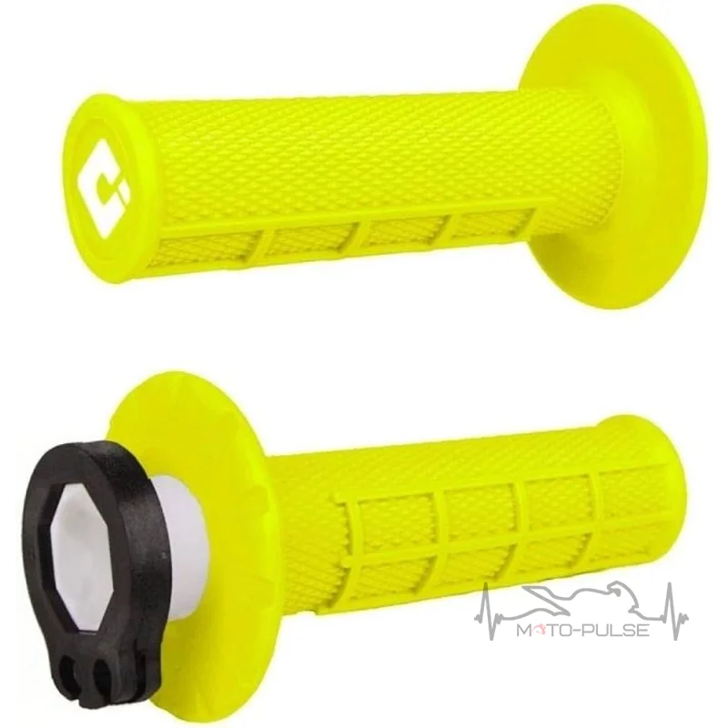 Мото грипсы ODI HALF-WAFFLE MX V2 Lock-On FLO-Yellow